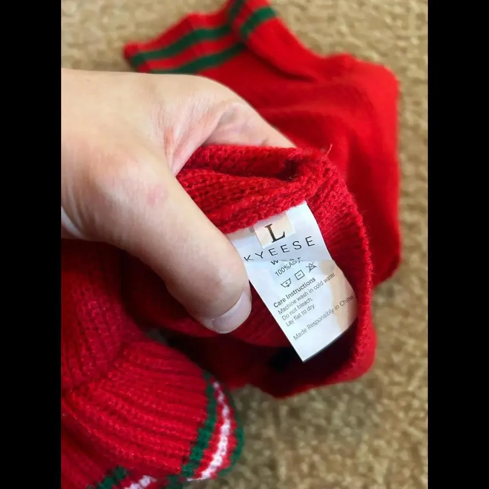 Small breed pet dog sweater red size large